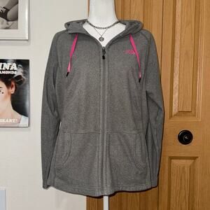 The North Face Women's XL Fleece Full Zip Lightweight Gray Pink Embroidered